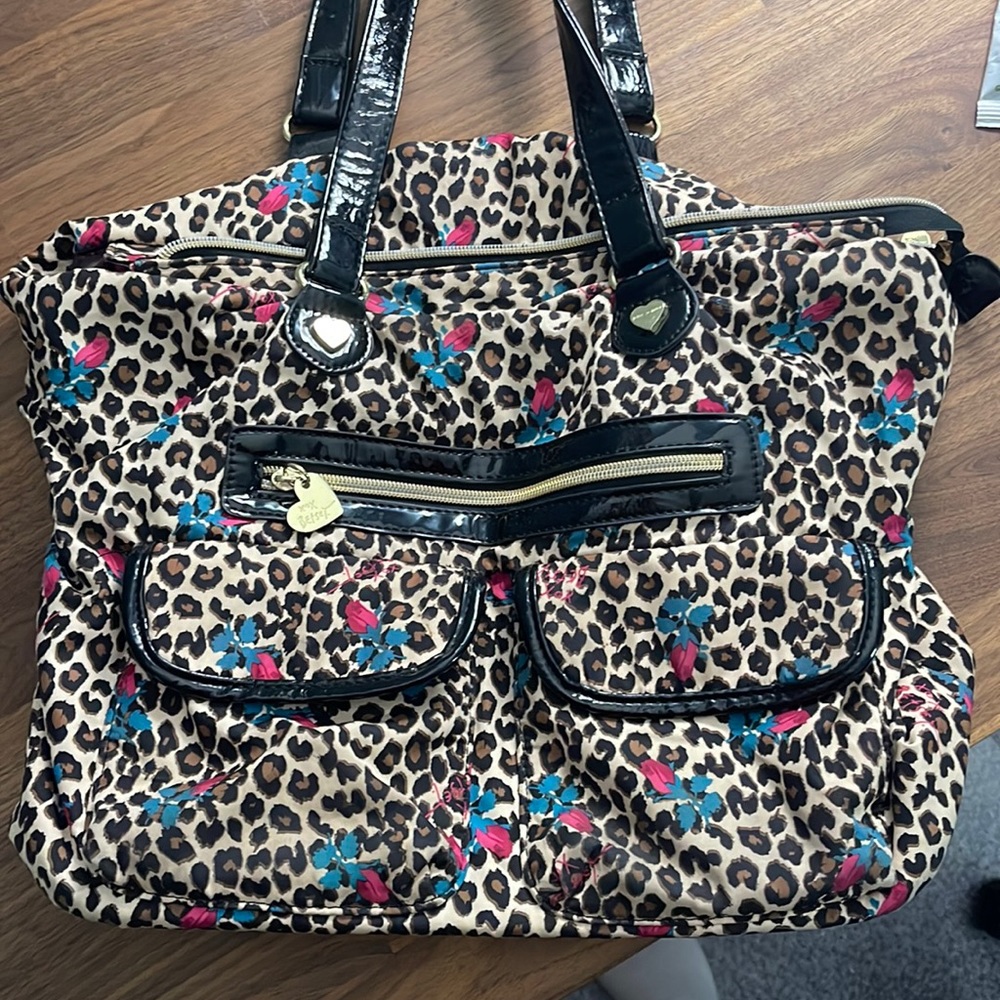 Betsy Johnson Cheetah Rose Tote Purse Bag